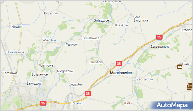 mapa Stefanowice gmina Marcinowice, Stefanowice gmina Marcinowice na mapie Targeo