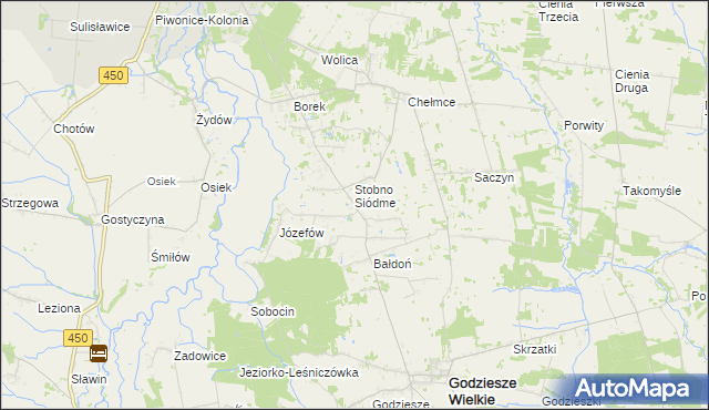 mapa Stobno gmina Godziesze Wielkie, Stobno gmina Godziesze Wielkie na mapie Targeo