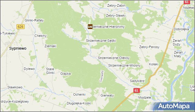 mapa Strzemieczne-Oleksy, Strzemieczne-Oleksy na mapie Targeo