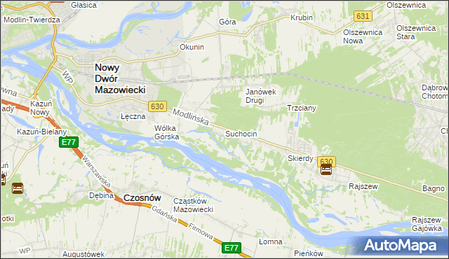 mapa Suchocin gmina Jabłonna, Suchocin gmina Jabłonna na mapie Targeo