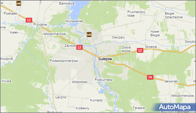 mapa Sulejów powiat piotrkowski, Sulejów powiat piotrkowski na mapie Targeo