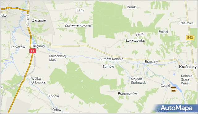 mapa Surhów-Kolonia, Surhów-Kolonia na mapie Targeo