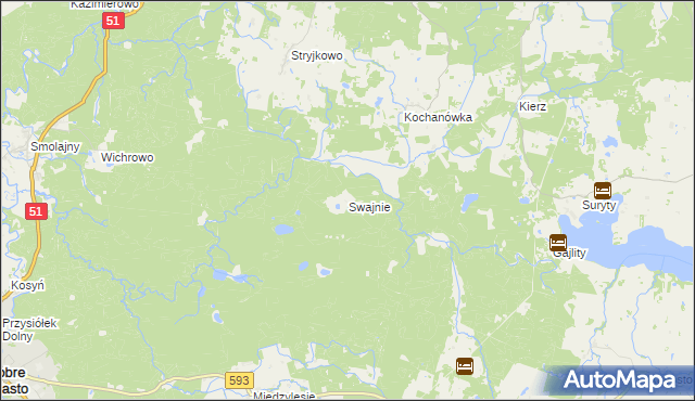 mapa Swajnie, Swajnie na mapie Targeo