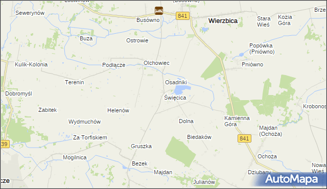 mapa Święcica gmina Wierzbica, Święcica gmina Wierzbica na mapie Targeo