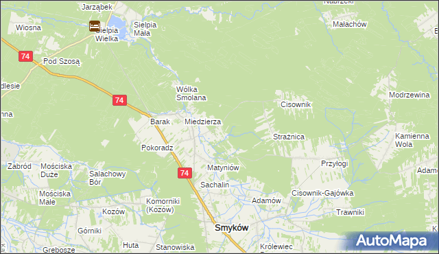 mapa Świnków gmina Smyków, Świnków gmina Smyków na mapie Targeo