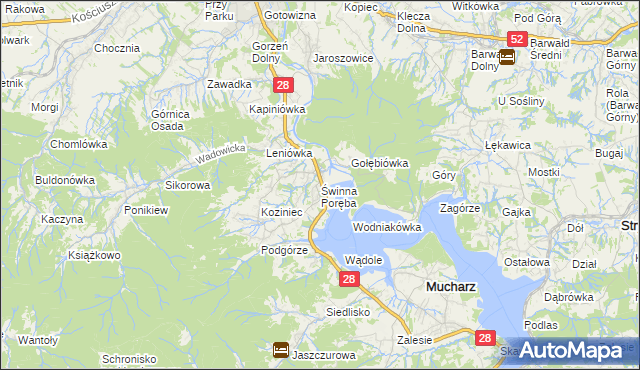 mapa Świnna Poręba, Świnna Poręba na mapie Targeo