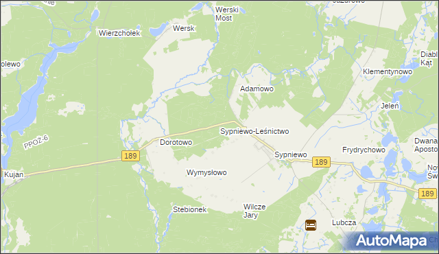 mapa Sypniewo-Leśnictwo, Sypniewo-Leśnictwo na mapie Targeo