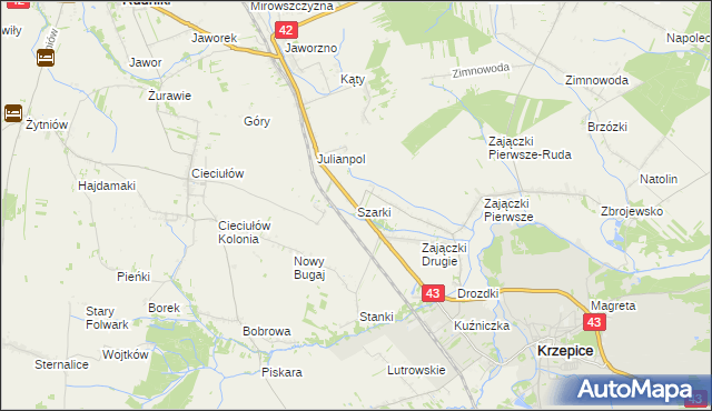 mapa Szarki gmina Krzepice, Szarki gmina Krzepice na mapie Targeo