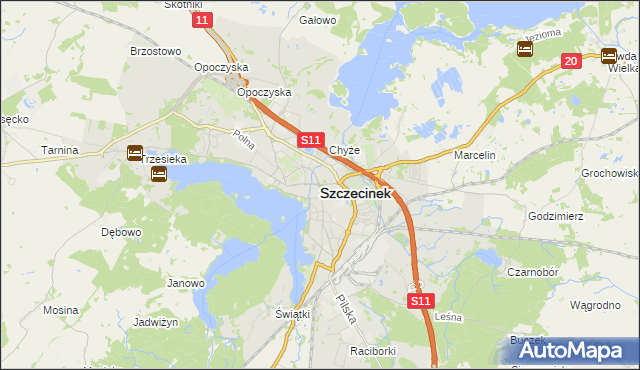 mapa Szczecinek, Szczecinek na mapie Targeo