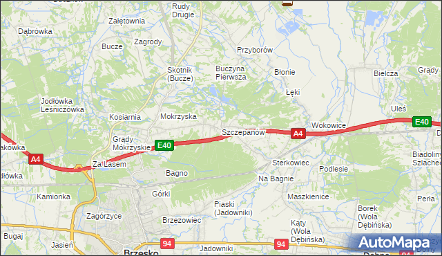 mapa Szczepanów gmina Brzesko, Szczepanów gmina Brzesko na mapie Targeo