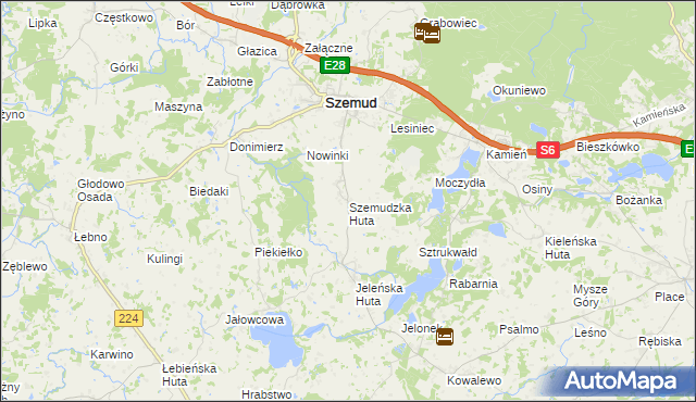 mapa Szemudzka Huta, Szemudzka Huta na mapie Targeo