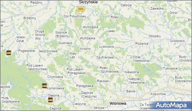 mapa Szufnarowa, Szufnarowa na mapie Targeo