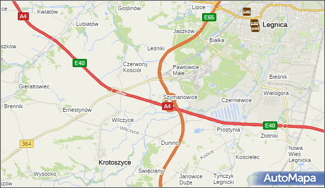 mapa Szymanowice gmina Krotoszyce, Szymanowice gmina Krotoszyce na mapie Targeo