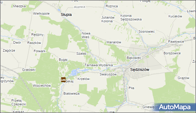 mapa Tarnawa gmina Sędziszów, Tarnawa gmina Sędziszów na mapie Targeo