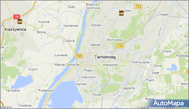 mapa Tarnobrzegu, Tarnobrzeg na mapie Targeo