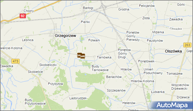 mapa Tarnówka gmina Grzegorzew, Tarnówka gmina Grzegorzew na mapie Targeo