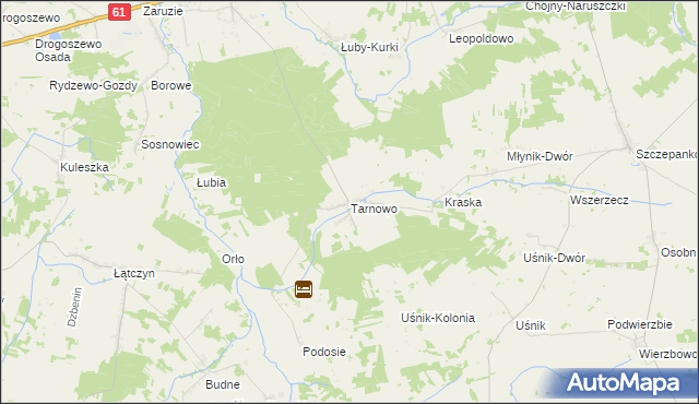 mapa Tarnowo gmina Miastkowo, Tarnowo gmina Miastkowo na mapie Targeo