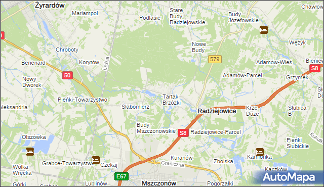 mapa Tartak Brzózki, Tartak Brzózki na mapie Targeo