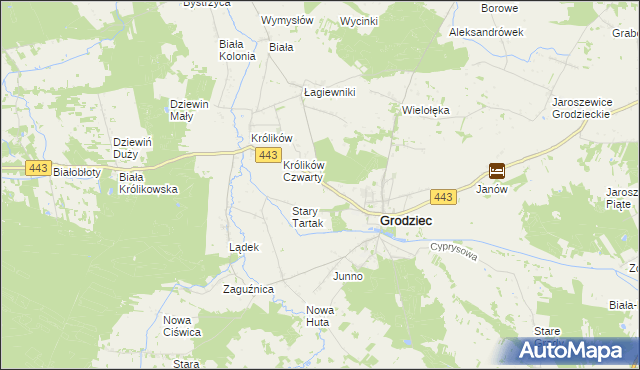 mapa Tartak gmina Grodziec, Tartak gmina Grodziec na mapie Targeo