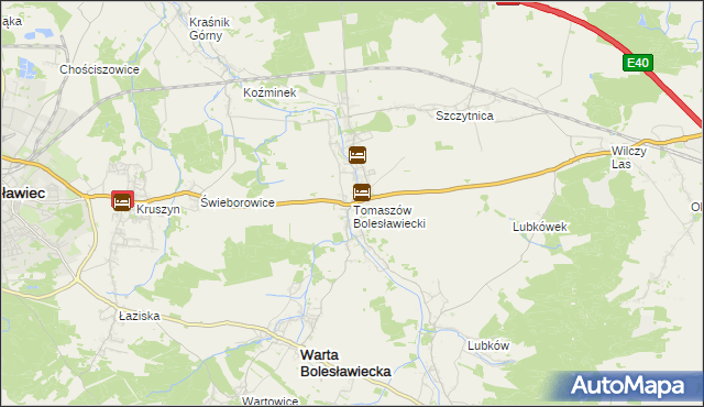 mapa Tomaszów Bolesławiecki, Tomaszów Bolesławiecki na mapie Targeo