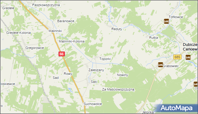 mapa Toporki, Toporki na mapie Targeo