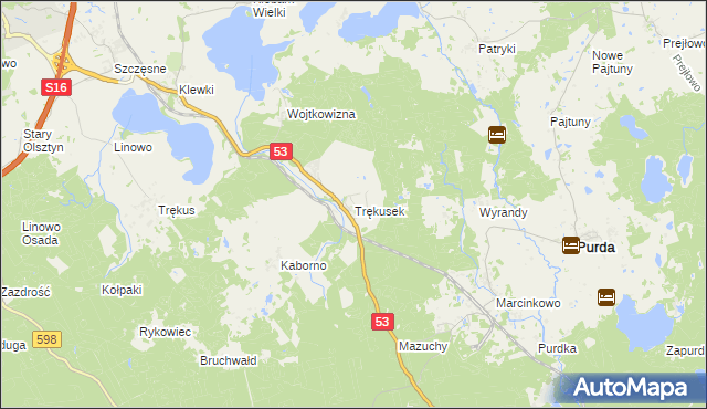 mapa Trękusek, Trękusek na mapie Targeo