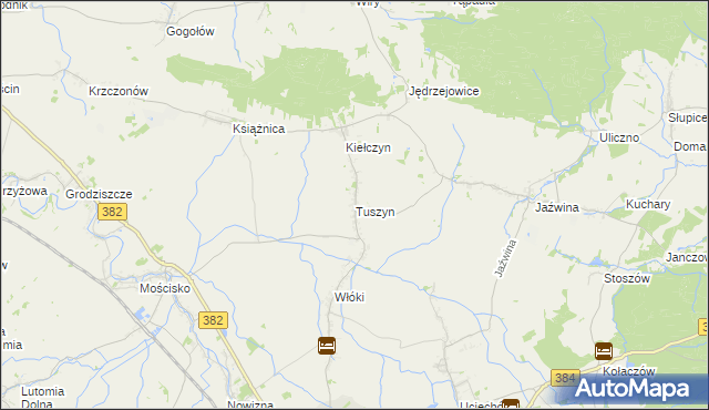 mapa Tuszyn gmina Dzierżoniów, Tuszyn gmina Dzierżoniów na mapie Targeo