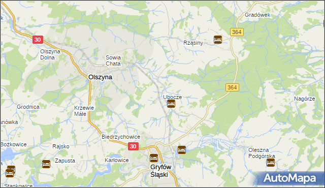 mapa Ubocze gmina Gryfów Śląski, Ubocze gmina Gryfów Śląski na mapie Targeo