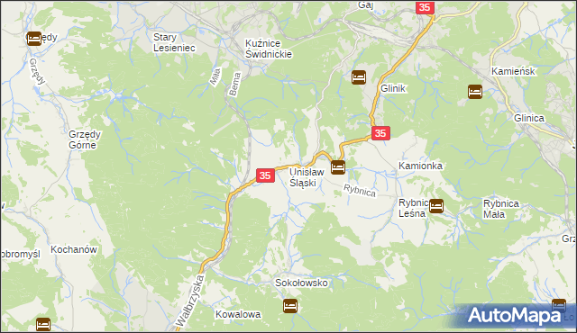 mapa Unisław Śląski, Unisław Śląski na mapie Targeo