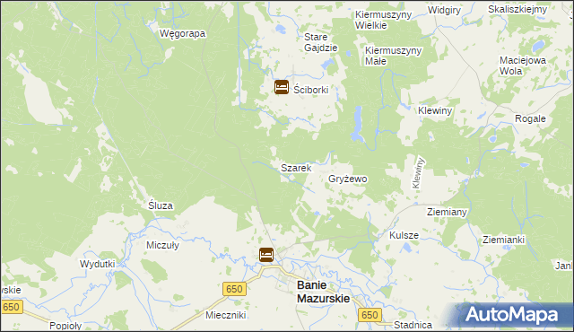 mapa Ustronie gmina Banie Mazurskie, Ustronie gmina Banie Mazurskie na mapie Targeo
