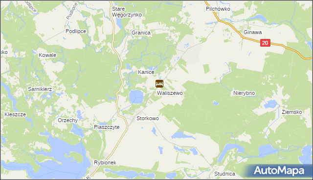 mapa Waliszewo gmina Ińsko, Waliszewo gmina Ińsko na mapie Targeo