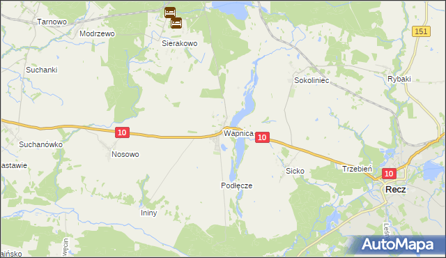 mapa Wapnica gmina Suchań, Wapnica gmina Suchań na mapie Targeo