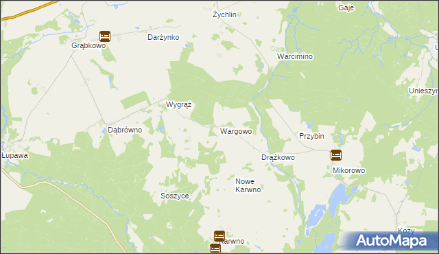 mapa Wargowo gmina Czarna Dąbrówka, Wargowo gmina Czarna Dąbrówka na mapie Targeo