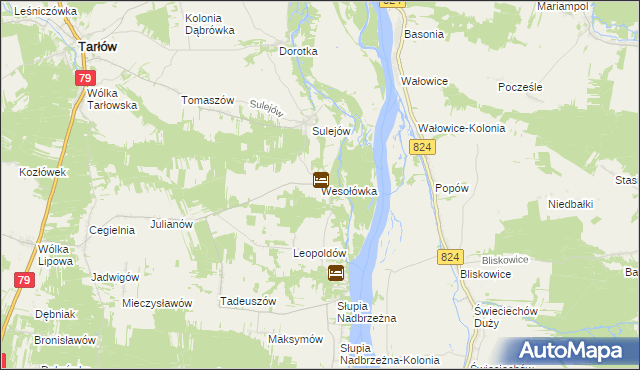 mapa Wesołówka gmina Tarłów, Wesołówka gmina Tarłów na mapie Targeo