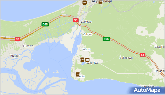 mapa Wicko gmina Międzyzdroje, Wicko gmina Międzyzdroje na mapie Targeo