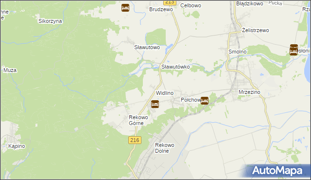mapa Widlino gmina Puck, Widlino gmina Puck na mapie Targeo