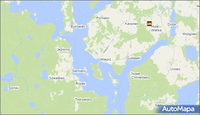 mapa Wieprz gmina Zalewo, Wieprz gmina Zalewo na mapie Targeo