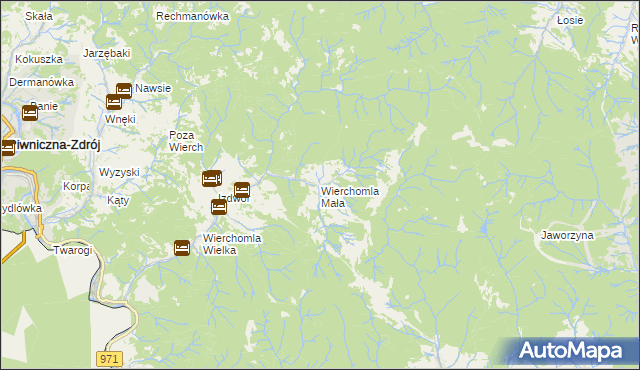 mapa Wierchomla Mała, Wierchomla Mała na mapie Targeo