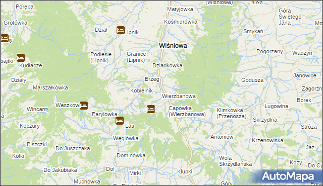 mapa Wierzbanowa, Wierzbanowa na mapie Targeo