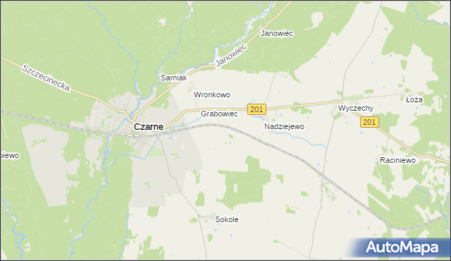 mapa Wierzbnik gmina Czarne, Wierzbnik gmina Czarne na mapie Targeo