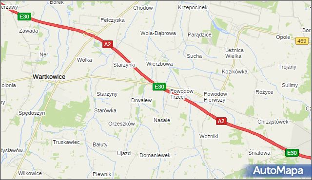 mapa Wierzbówka gmina Wartkowice, Wierzbówka gmina Wartkowice na mapie Targeo