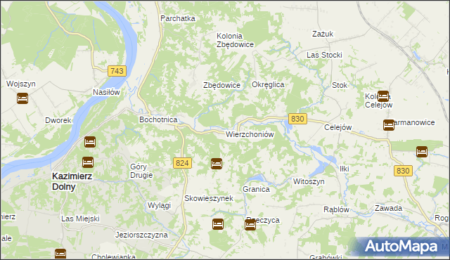 mapa Wierzchoniów, Wierzchoniów na mapie Targeo