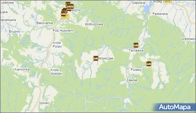 mapa Wisłoczek, Wisłoczek na mapie Targeo