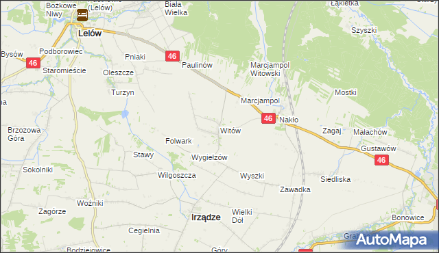 mapa Witów gmina Irządze, Witów gmina Irządze na mapie Targeo