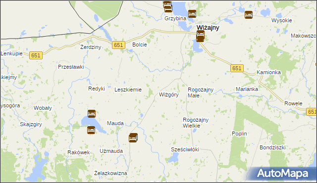 mapa Wiżgóry, Wiżgóry na mapie Targeo
