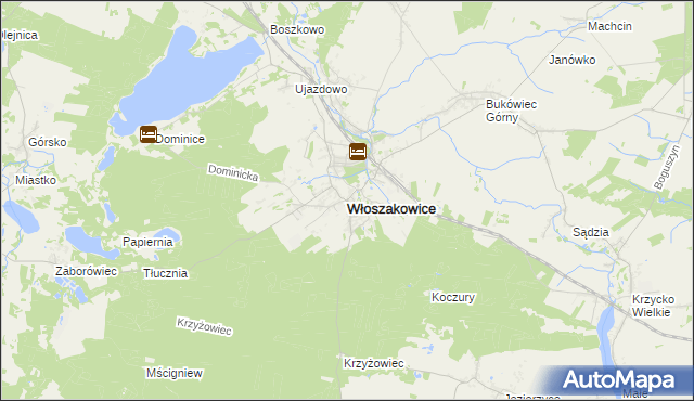 mapa Włoszakowice, Włoszakowice na mapie Targeo