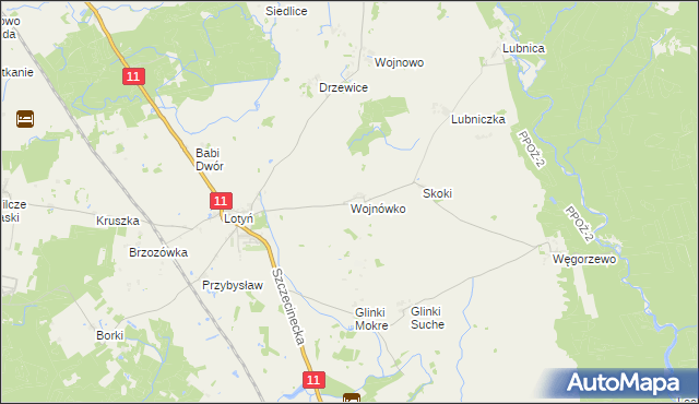mapa Wojnówko gmina Okonek, Wojnówko gmina Okonek na mapie Targeo
