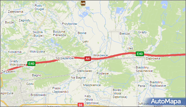 mapa Wokowice, Wokowice na mapie Targeo