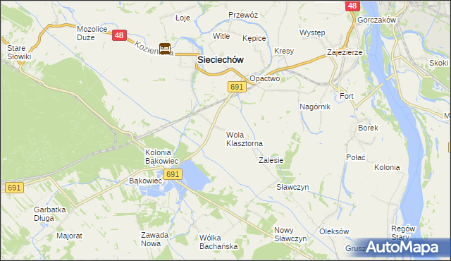 mapa Wola Klasztorna, Wola Klasztorna na mapie Targeo