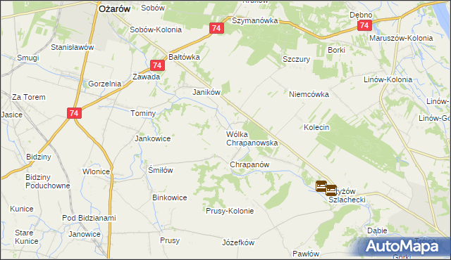 mapa Wólka Chrapanowska, Wólka Chrapanowska na mapie Targeo